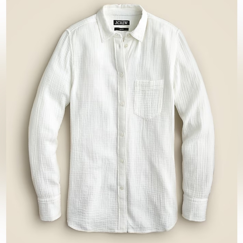 J. Crew White Classic Button Down Shirt